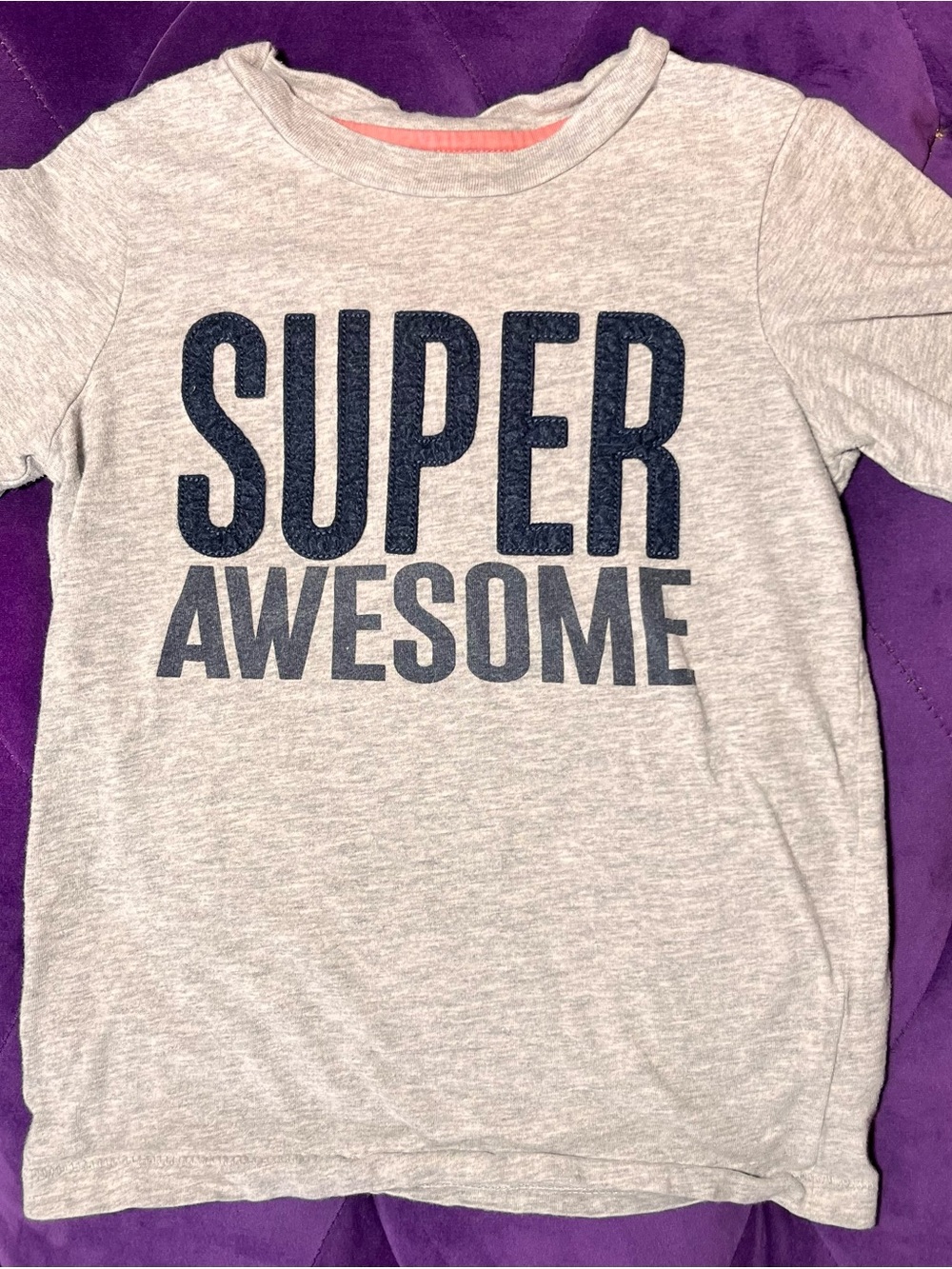 Carter's Light Gray Tee with Navy 'SUPER AWESOME' Graphic